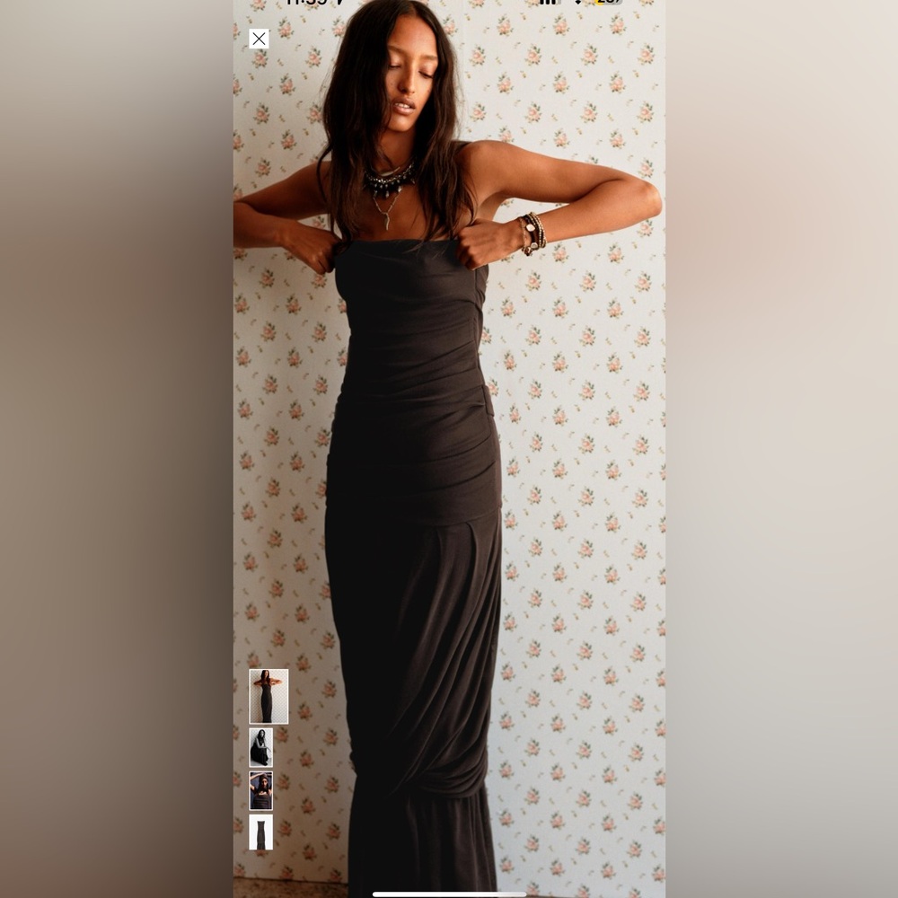 Zara Limited Edition Draped Strapless Long Dress